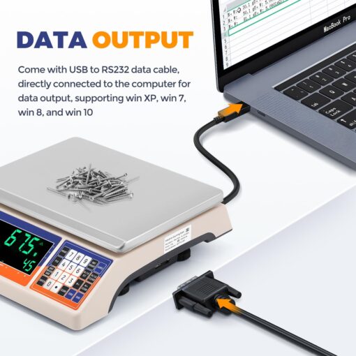 Bonvoisin Industrial Counting Weight Scale kg/g Electronic Digital Inventory Counting Scale for Small Parts Coins Piece with Data Cable(30kg, 0.1g) - Image 5