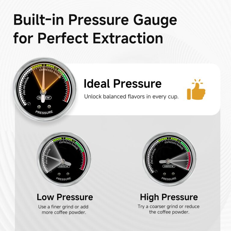 HIBREW H10A - Programmable Espresso Machine - 58mm Portafilter in Stainless Steel - Temperature & Cup Volume Adjustable at will - With Intelligent Display Screen & Pressure Gauge. - Image 6