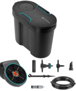 GARDENA (13301) Solar-Powered AquaBloom Irrigation Set with Water Tank: Solar-Powered Irrigation Set to Water up to 20 Potted Plants, Control w/ 14 Irrigation Programs