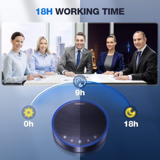 EMEET Bluetooth Speakerphone M3, Zoom Certified 4 AI Mics 360°Voice Pickup 18H Talk Time Conference Speaker and Microphone, USB/Bluetooth Conference Speaker w/Daisy Chain for 20 People for Zoom Teams - Image 6
