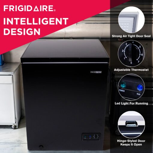 FRIGIDAIRE EFRF5003-BLACK Chest Deep Freezer-Garage-Ready, 5.0 Cu. Ft. Capacity, Black-Adjustable Thermostat-Removable Vinyl Coated Wire Basket-Easy Defrost Drain - Image 9