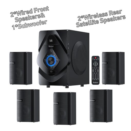 Bobtot 5.1 Surround Sound System, Wireless Rear Satellite Speakers with 800W 6.5inch Subwoofer Home Theater System with HDMI Optical Bluetooth ARC Input - Image 4
