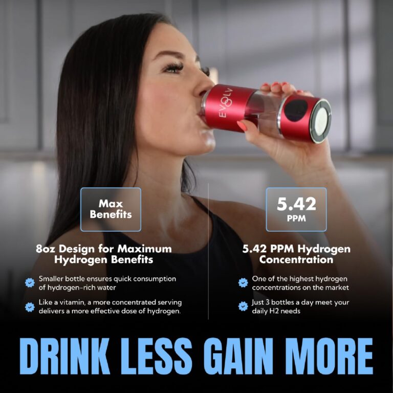 EVOLV Hydrogen Water Bottle Generator - SPE & PEM Water Ionizer 5.42PPM, Highest Concentrated Dose - 8oz Hydrogenated Water Bottle for Improved Energy & Inflammation Support - Convenient & Easy to Use - Image 8