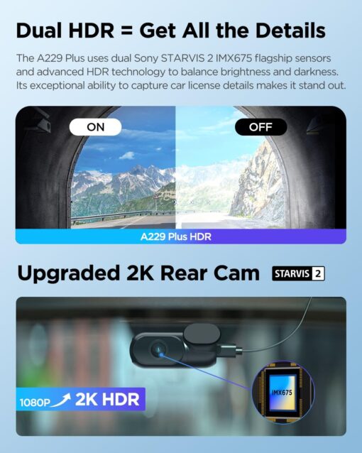 VIOFO A229 Plus Dash Cam Front and Rear, Dual STARVIS 2 Sensors, 2 Channel HDR, 1440P+1440P Voice Control Car Dash Camera, 5GHz Wi-Fi, Support 512GB Max, Voice Control, Ultra-Precise GPS - Image 6