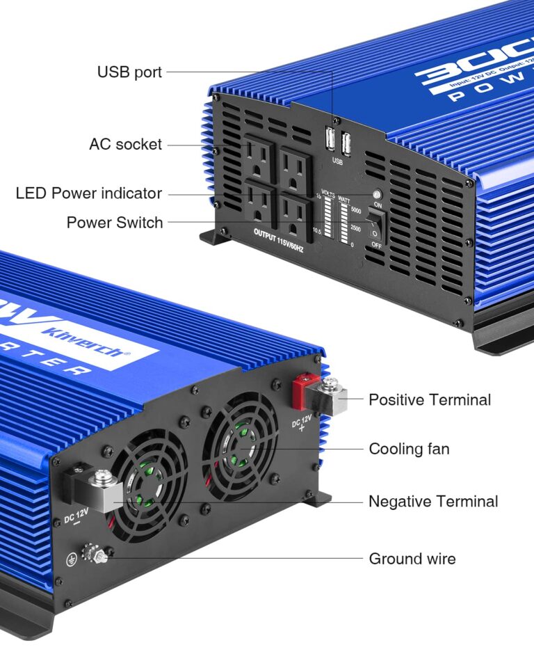 Kinverch 3000W Power Inverter 12V DC to 110V AC Car Battery Inverter with 4 AC Outlets /2 USB Port, Car Inverter for Home/Truck/Boat/RV Power Inverters for Vehicles - Image 8