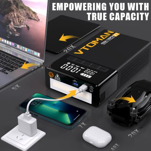 VTOMAN X7 Jump Starter with Air Compressor, 4250A Portable Car Jumper with 160PSI Digital Tire Inflator,12V Lithium Battery Charger Booster Box with Type-C Quick Charge (Up 10L Gas/10L Diesel Engine) - Image 2