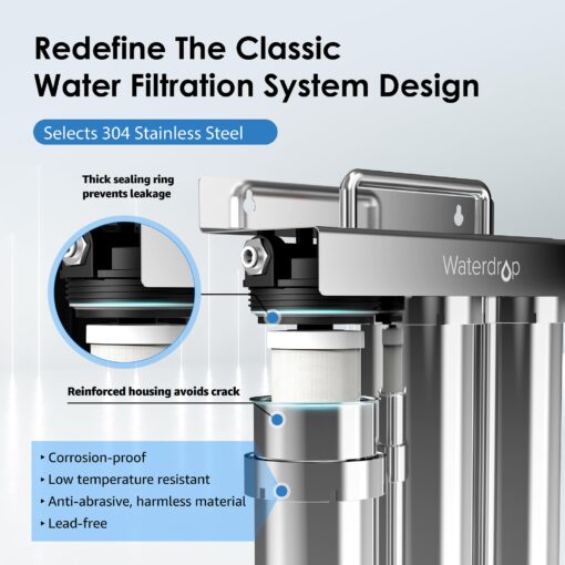 Waterdrop TST-UF 0.01μm Ultra-Filtration Under Sink Water Filter, Stainless Steel Water Filter for Sink, 5X Service Life, 99.99% of Contaminants Larger Than 0.01μm, Direct Connect to Kitchen Faucet - Image 6