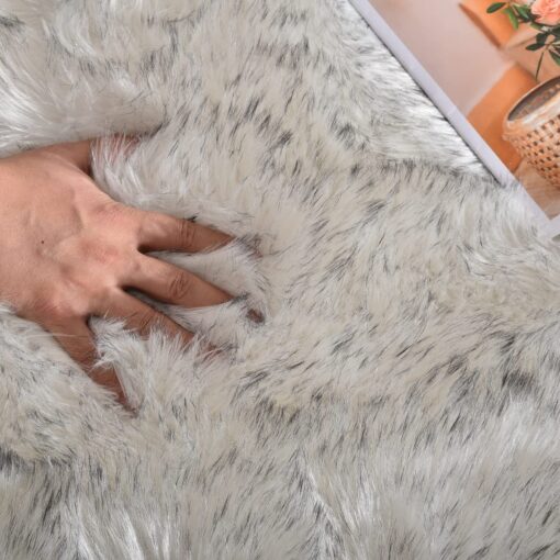 ORINOVA White and Grey Area Rugs 9x12 Living Room Large Washable Faux Fur Rugs for Bedroom Nursery Shaggy Sheepskin Fur Rectangle Rug - Image 6