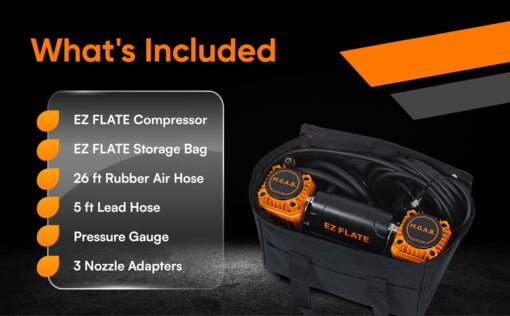 EZ FLATE M.O.A.B. Dual Air Compressor for 4x4 Offroad Vehicles, Fast Inflation, 12V Power, Easy to Use, Storage Bag - Image 6