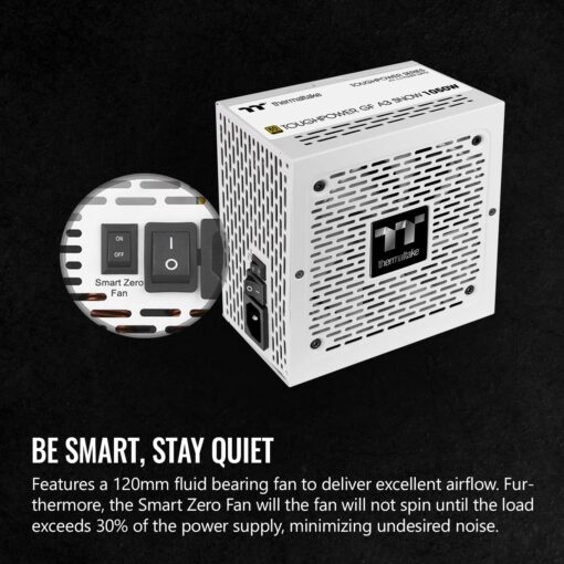Thermaltake Toughpower GF A3 Snow Edition 1050W 80+ Gold Full Modular SLI/Crossfire Ready ATX 3.0 Power Supply; PCIe Gen.5 600W 12VHPWR Connector Included; PS-TPD-1050FNFAGU-N; 10 Year Warranty - Image 3