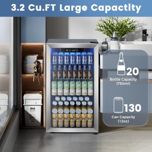 Electactic Wine Cooler 26 Bottle Beverage Refrigerator, Small Mini Wine Cellar Freestanding Wine Refrigerator for Red Wine & Beer Champagne 40-61℉Adjustable Temperature Quiet Mini Fridge(Black) - Image 7