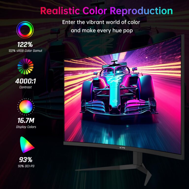 KTC 32 Inch 240Hz Curved Gaming Monitor, 2K 1440P Computer PC Monitor with 1000R 1ms Frameless, Adaptive Sync,122% sRGB, HDMI, DisplayPort, Tilt Adjustable, H32S25E - Image 4