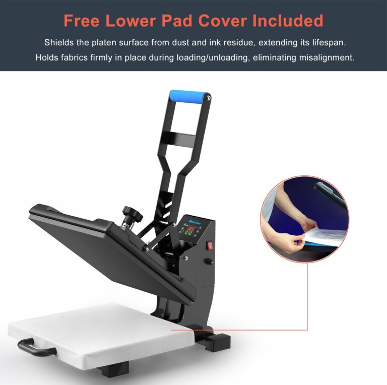 Delclynee 15"x15" Dual-Coil Heat Press Machine with Slide-Out Saftety Drawer(12.25") & Adjustable Pressure-Professional Clamshell Design for T-Shirts, HTV, DTF - Image 5