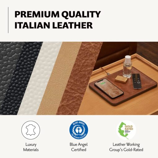 Courant CATCH:3 Classics - Italian Leather Wireless Charging Station and Valet Tray (Saddle) - Compatible with iPhone 16, 15, 14, 13, 12, 11, Galaxy S24, S23, S22, S21, S20, Note, AirPods, AirPods Pro - Image 5