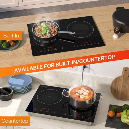 Empava Double/Dual Induction Cooktop 2 Burner, Shatter-proof Flat Glass Top, 18 Levels from 120°F to 460°F, 3 Preset Mode, Bulit-in/Countertop, 110~120 Volt Plug in Electric Stove for Kitchen, RV - Image 6