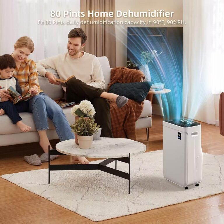 Fierscial 5000 Sq.Ft Dehumidifier for Basement, 80 Pints Quiet Dehumidifiers for Home, Large Room, Bedroom with Drain Hose, 1.7Gallon Water Tank, Smart Humidity Control & Display, 4 Operation Modes - Image 6