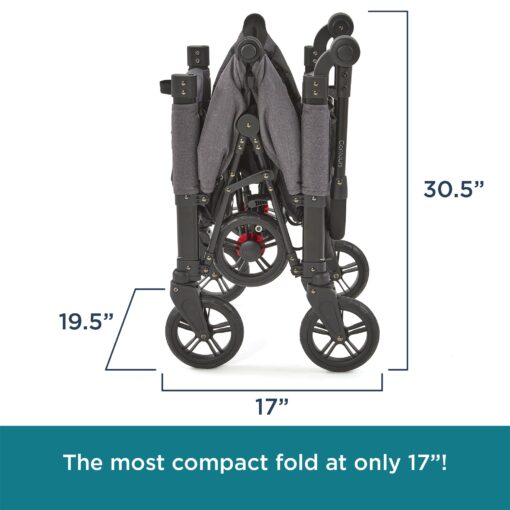 Contours Curve 360 Lightweight Double Baby Stroller Wagon for 2 Kids, Fits Infant Car Seats, Ultra Maneuverable, Easy in and Out for Toddlers with Deep Footwell, Storage Pockets and Adjustable Handle - Image 16