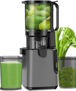 Cold Press Juicer, 6.1" Extra Large Feed Chute Juicer Machines for Whole Vegetables and Fruits, 350W Slow Masticating Juicer Machines Easy to Clean, High Juice Yield (Titanium Gray)