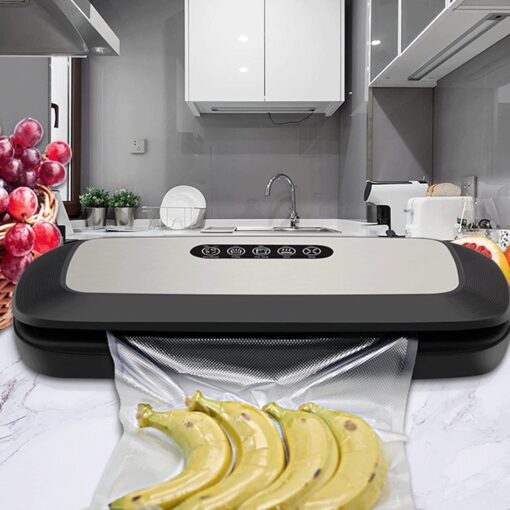 Automatic Food Vacuum Sealer Machine with Starter Vacuum Seal Bags Rolls, Dry & Moist Modes, Easy to Operate and Easy to Clean, Less Noise - Image 2