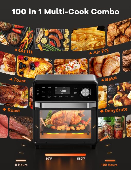 Nuwave TODD ENGLISH Air Fryer Grill Oven Combo, TRUE Char & Flavor, 100 in 1 Super Convection Toaster Oven Countertop, Excellent Thermal Insulation, POWERPORT™ Plug-In Grill, 550°F, Stainless Steel - Image 9