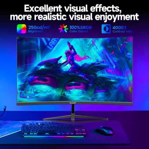 Gawfolk 32 Inch Curved Gaming Monitor 240Hz, 1800R PC Monitor Full HD 1080P, Frameless Computer Dispaly with Freesync and Eye Care Technology, Wall Mountable - Image 5