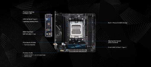 ASRock B650I Lightning WiFi 6E AMD Socket AM5 Ryzen 9000/8000/7000 Series B650 DDR5 7200+ (OC) MHz 128GB SATA3 6.0 Gb/s Mini ITX Motherboard M.2 2.5G LAN - Image 10