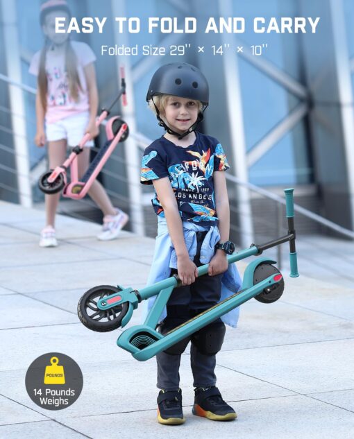 FanttikRide C9 Electric Scooter for Kids 8-12, Adjustable Handlebar Height for Riders 3.9-5.2 ft, 132 lbs, Up to 40 mins Continuous Time, 5 Miles Range, 2 Safe Max Speed 6/10 MPH, Blue - Image 3