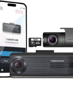 THINKWARE Q200 2CH Dash Cam 2K Front 1080P Rear Car Dashboard Camera, WiFi, WDR, Speed Red Light Alerts, ADAS, 256GB Max, Parking Monitor, Night Vision (32GB MicroSD, 12V Cigar, Hardwiring Cable, GPS)