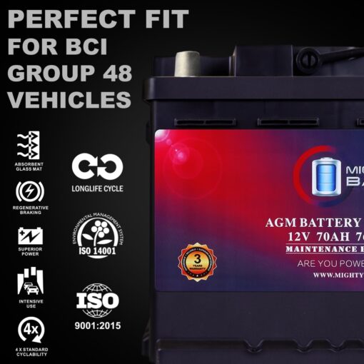 Mighty Max Battery MM-H6 Start and Stop Car BCI Group Size 48 12V 70 AH, 120RC, 760 CCA Rechargeable AGM Car Battery - Image 5