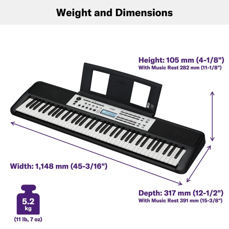 Yamaha YPT-W320 76 Touch Sensitive Key Portable Keyboard for Beginners with Music Rest, Power Adapter - Image 4