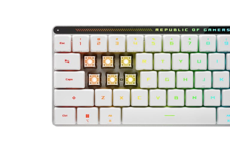 ASUS ROG Falchion RX Low Profile 65% Wireless Gaming Keyboard with ROG RX Blue Low-Profile switches, tri-Mode Connection, Protective Cover, Silicone dampening Foam, Touch Panel, and MacOS Support. - Image 2