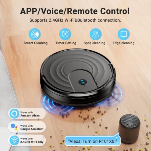 Robot Vacuum and Mop Combo 2 in 1 Mopping Robot Vacuum Cleaner with Schedule WiFi/Alexa/App Smart Self-Charging Robotic Vacuum Ultra-Slim Quiet Tangle-Free Ideal for Hard Floor Pet Hair Carpet-650mL - Image 6