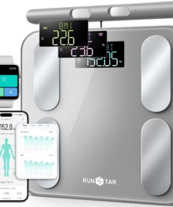 Runstar Digital Bathroom Scale for Body Weight, Body Fat, BMI 28 Measurements, Innovative 8-Electrode Smart Scales FSA or HSA Eligible with Voice Prompt Function High Accurate Bluetooth Weight Machine