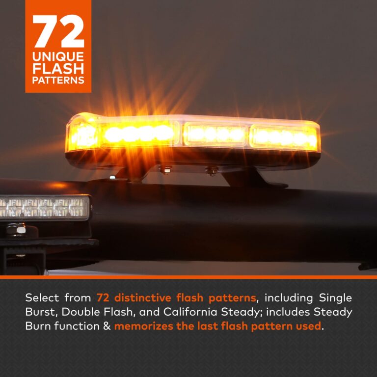 LAMPHUS NanoFlare NFMB40 12" 40W Amber White LED Strobe Mini Light Bar [Magnet/Permanent Mount] Yellow Rooftop Rotating Safety Flashing Emergency Police Light Bar for Tow Work Truck Vehicles - Image 7