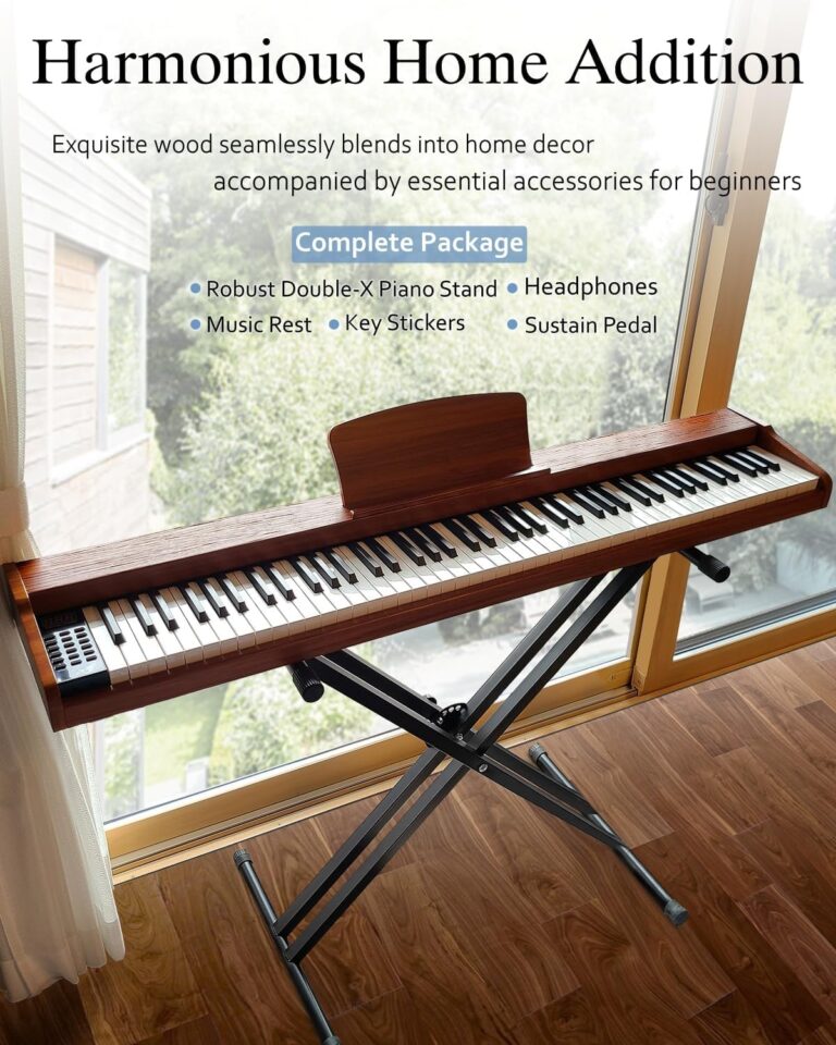 Longeye Piano Keyboard 88 Keys Wooden Electric Piano Semi Weighted Digital Piano for Beginner & Professional with Piano Stand, Music Rest, Headphones MOLD2 Oak beige - Image 8