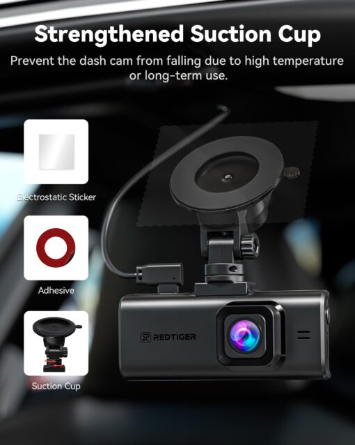 REDTIGER 4K Dash Cam Front Rear, 5.8GHz WiFi APP Control, Voice Control, Included 128GB Card, 3.18'' Touch Screen, Dash Camera for Cars with GPS, WDR Night Vision, 24H Parking Monitor(F7NX) - Image 4