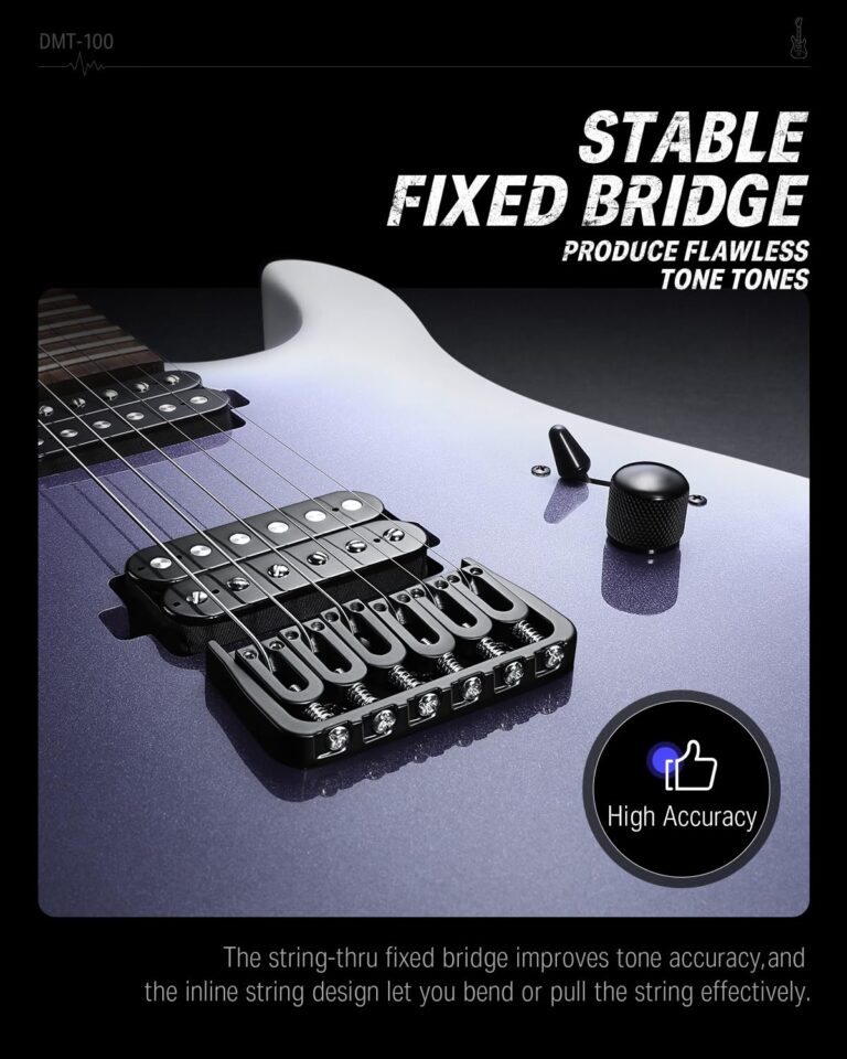 Donner Solid Body Electric Guitar, 39 Inch Metal Electric Guitar Beginner Kits with Bag, Strings, Strap, Cable, Strings Dampener for Rock Music Lover, DMT-100 (Gradient Violet) - Image 7
