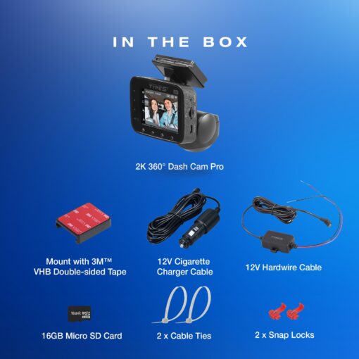 Type S P200 PRO Smart 360° Dash cam, 2K 1440p Surveillance with Smart G-Sensor Incident Detection, VR Video Mode, GPS map Integration, Wireless Video Access via App, 32GB SD Card Included - Image 2
