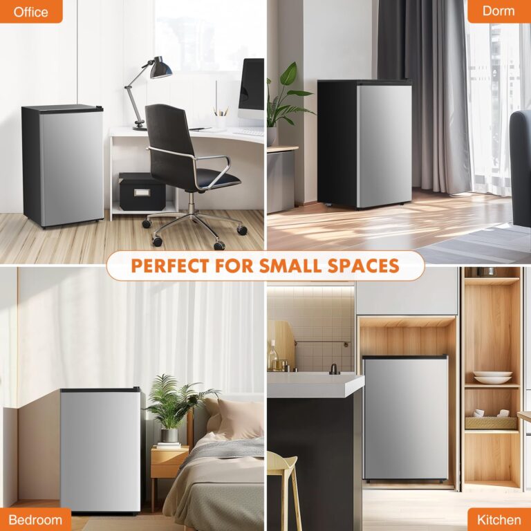Sweetcrispy 3.2 Cu.Ft Mini Fridge with Freezer Small Refrigerator Single Door Adjustable Thermostat Energy-efficient Low Noise, Compact Fridge for Bedroom, Office, Dorm (Silver Door) - Image 2