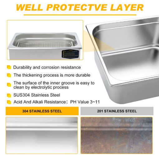 EIWEI 15L Ultrasonic Cleaner Dual-Frequency Professional Digital Stainless Steel Cleaning Machine with Heater Timer for Carburetor, Parts, Circuit Board, Glasses, Denture, Jewelry - Image 3