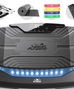 FLYBIRD 4D Vibration Plate 500 LBS Capacity - Oscillation, Linear, Pulsation Exercise Machine With Triple Motors for Lymphatic Drainage & Bone Density Building - Black
