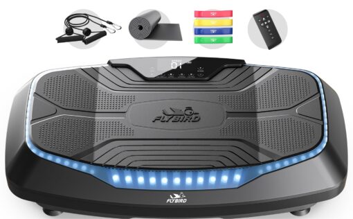 FLYBIRD 4D Vibration Plate 500 LBS Capacity - Oscillation, Linear, Pulsation Exercise Machine With Triple Motors for Lymphatic Drainage & Bone Density Building - Black