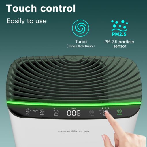 Jafända HEPA Air Purifier for Bedroom, Allergen Air Cleaners for Home Large Room up to 1226ft², Mold Air Purifiers for Home, True HEPA Air Filter Removes 99.97% Pet Dander/Hair, Pollen Dust Smoke&VOCs - Image 3