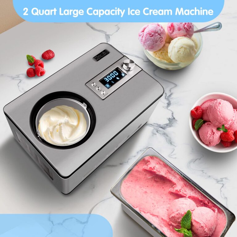 KUMIO 2.2-Quart Ice Cream Maker with Compressor, 2 in 1 Ice Cream Yogurt Machine, No Pre-Freezing, Stainless Steel Ice Cream Maker Machine with LCD Display, No Pre-Freezing - Image 4