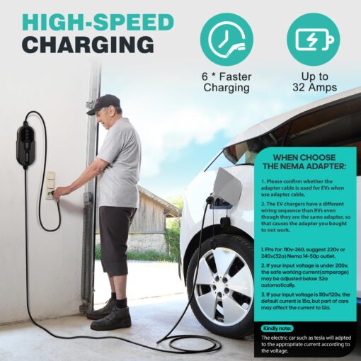 AIMILER Level 2 Electric Vehicle (EV) Charger(32Amp, 220V-240V, NEMA 14-50 Plug), 25ft Cable ETL Listed Portable Indoor/Outdoor EVSE SAE J1772 EV Car Charging Station w/Delay Timer, WiFi Enabled - Image 6