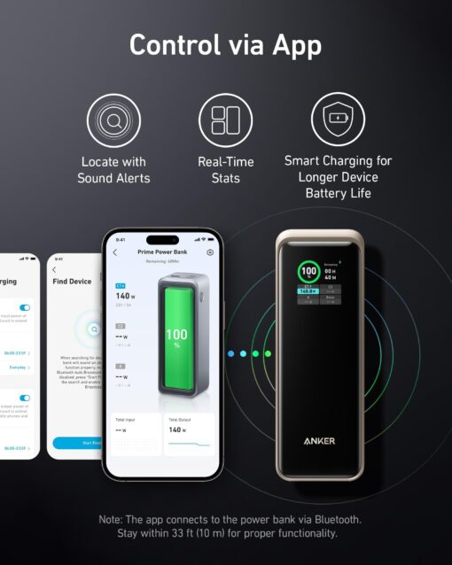 Anker Prime Power Bank, 27,650mAh 3-Port 250W Portable Charger for Travel, TSA-Approved, Smart App, for MacBook Pro/Air, iPhone 16/15/14 Series, Samsung, Laptops, and More - Image 6