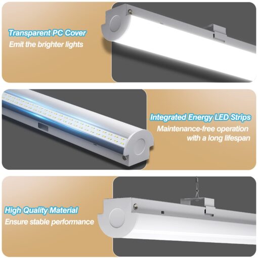 ANTLUX 8FT LED Shop Lights 110W Strip Lights [6-lamp T8 Fluorescent Equiv.], 12000LM, 5000K, Compact Commercial 8 Foot Light Fixtures for Warehouse, Garage, Energy Saving up to 4000W/5 Years, 6 Pack - Image 3