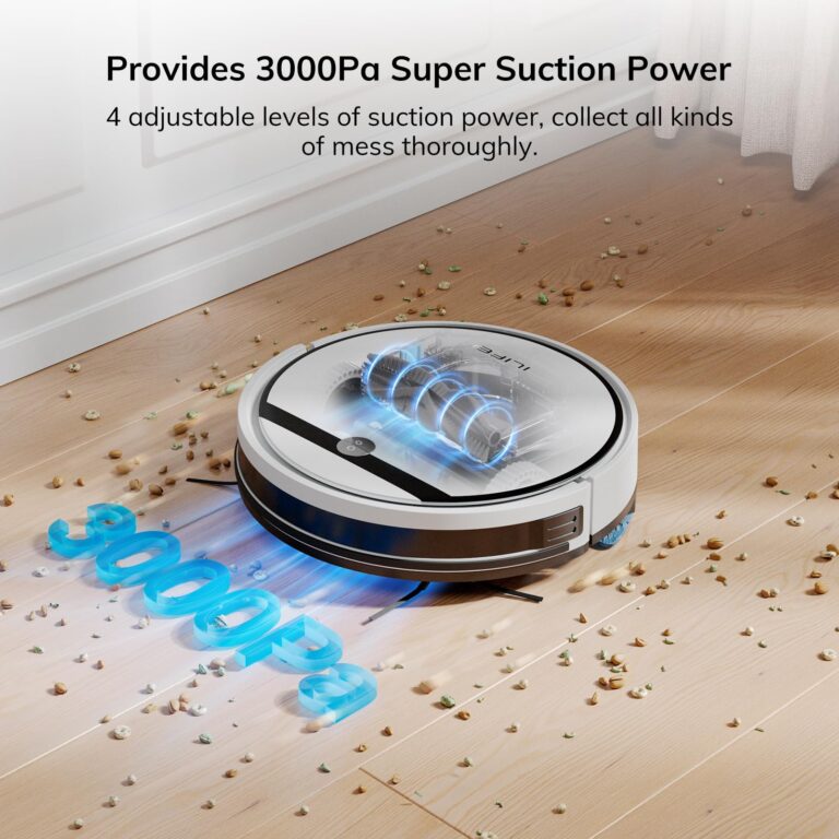 ILIFE Robot Vacuum and Mop Combo, V3s Pro Upgraded, Compatible with 2.4GHz WiFi/Alexa/Google, 120mins, 3000Pa, 2-in-1 Mopping Robotic Vacuum Cleaner, Path Route, for Pet Hair, Hard Floor, Carpet (V3x) - Image 5