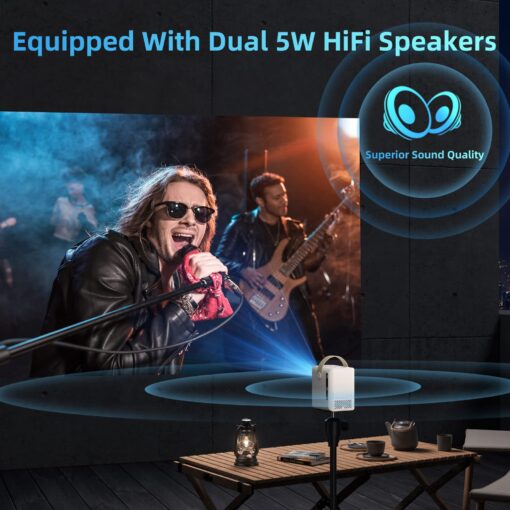 Smart Projector 4K Android System, 15000Lm Mini Projector with WiFi and Bluetooth, 4K Outdoor Projector Max 300” Digital ±45° 4D Keystone Zoom Support, Compatible with Phone, TV Stick, Game, USB - Image 3