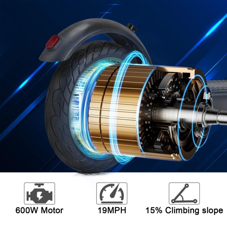 Electric Scooter 10" Solid Tires 600W Peak Motor Up to 20Miles Range and 19Mph Speed for Adults - Portable Folding Commuting Scooter with Double Braking System and App - Image 6